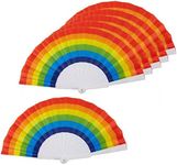 Juvale Folding Fans for Gay Pride Parades, Rainbow (9 In, 6 Pack)