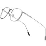 FONEX Titanium Glasses Frame,Myopia Optical Eyeglass Frame for Men and Women 8517 (Silver)