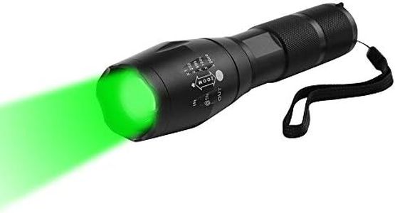 WESLITE Green Tactical Torch with Green 250 Yards Hunting Light LED Torch Green 1 Mode Zoomable and Waterproof Green Light Torches for Hunting, Night Vision, Fishing