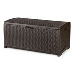 Suncast DBW7300 Mocha Wicker Resin Deck Box, 73-Gallon