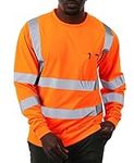 sesafety High Visibility Long Sleeve Construction Work Shirts Orange L