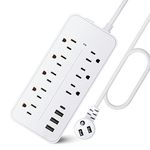 Lostrain Power Bar, Flat Plug Power Strip with 8 AC Outlets and 4 USB Ports(1 Type C) Surge Protector 2700 Joules 4ft Extension Cord Indoor for Home, Office,Dorm Essential