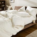 Brooklinen Luxury Percale 4 Piece Sheet Set - 100% Cotton, Queen Size in Cream - 1 Fitted Sheet, 1 Flat Sheet, 2 Pillowcases | Best Sheets for Hot Sleepers