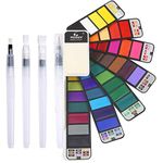 MEEDEN Travel Watercolour Paint Set: Portable 42 Assorted Water Colours Paint Kit with 4 Brushes