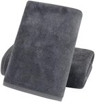 KinHwa Microfibre Soft Hand Towels for Bathroom Flannel Thick Face Towels 40cm x 76cm Small Fast Drying Wash Cloth for Bath, Spa, Gym 2pack Grey