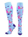 MadSportsStuff Half Llama Half Unicorn Llamacorn Socks Over The Calf (Columbia Blue, Medium)