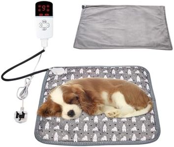 HIULLEN Pet Heating Pad, 45 * 45CM Heated Cat Bed, 9 Adjustable Temperature & Adjustable Timer, Waterproof Pet Heated Bed with Chew Resistant Cord, Electric Heated Mat for Puppy Rabbit