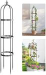 Idzo 100% Metal Obelisk Trellis for Climbing Plants Outdoor 6ft - 72in, Heavy Duty Black Garden Trellis for Climbing Vine with Hammer Stone Coated, 1pc Upgrade