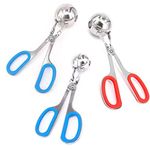 3PCS Stainless Steel Meat Ballers, TuNan Nonstick Meatball Scoop Ball Maker Ice Tongs for Cake Pop, Ice Cream Scoop, Fruit, Cookie Dough, Melon