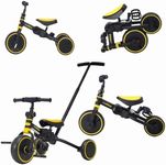 4 in 1 Toddler Bike with Parent Push Handle Balance Bike for 1 Year to 4 Years Old Kids| Toddler Tricycle | Gift & Toys for Boy & Girl, Lightweight, Portable & Foldable Push Bike, Removable Pedals