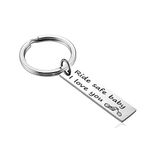 AMDXD Stainless Steel Key Ring Engraved Ride Safe Baby I Love You, Silver, 4.5 x 1 cm, Stainless Steel