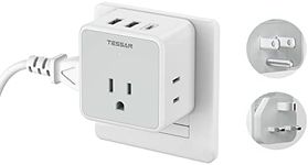 TESSAN UK Adapters for Travel, US to UK Plug Adapter with 3 Outlet 3 USB Charger (1 USB C), Detachable Type G/B Power Adaptor for USA to UK Ireland England London British Dubai Scotland Mexico Canada