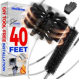 Holikme 40 Feet Dryer Vent Cleaner Kit, Flexible Lint Brush with Drill Attachment, Extends Up to 40 Feet for Easy Cleaning, Synthetic Brush Head, Use with or Without a Power Drill