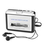 Hopcd Cassette to MP3 Converter, USB Cassette Tape to PC/ MP3 /CD Switcher Converter Capture with Headphones for Windows 2000 / XP/Vista/Win 7, USB Portable Cassette Converter