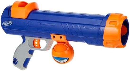Nerf Dog Tennis Ball Blaster Dog Toy Blue/Orange, 16 Inch Compact Blaster with 1 Ball