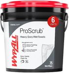 WypAll® PowerClean™ ProScrub™ Heavy Duty Wet Towels (91371), Dual Action Cleaning, Large 9.5" x 12" Wipes, Bucket Included (75 Sheets/Container)