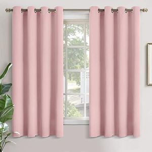 YoungsTex Baby Pink Room Darkening Curtains for Kids Girl Bedroom 63 Inch Long - Thermal Insulated with Grommet Blackout Window Drapes Privacy for Living Room Nursery, 2 Panels, 52 x 63 Inch