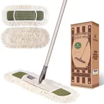 Eyliden Dust Mop with Reusable Washable Pads - One Touch Replacement, Height Adjustable Handle, Total 2 Mop Cloths, Wet Dry Mops for Floor Cleaning, Hardwood, Laminate, Tile Floor Push Dust Broom