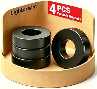 Large Round Magnets, Strong C8 Industrial Ceramic Ring Magnets (Ferrite), 2.4" OD x 1.3" ID x 0.4" Thick, for Science Projects & DIY Craft Making (4)