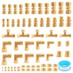 Ailbiuko 68Pcs Brass Compression Tube Fittings,Air Nylon Tubing Fittings Assortment Kits 1/4" 1/8" 3/8" 1/2" 5/8" Union/Tee/Elbow/Straight Connector for Industrial Use or Trucks Trailers