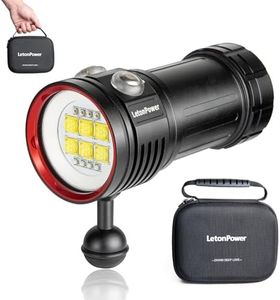 LetonPower Diving Flashlight, L24 12000Lumens Dive Light,100m Underwater Video Light, Scuba Dive Lights, Underwater flashlights with Type-C Charging for Professional Under Water Sports