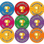 144 Golden Trophy Personalised 30 mm Reward Stickers for School Teachers, Parents and Nursery