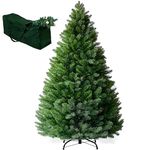 TrendMakers Christmas Tree - Artificial Christmas Trees with Lush Pine Tips | Bushy & Slim Xmas Tree - Sturdy Metal Stand & Free Storage Bag - Available In (3ft, 4ft, 5ft, 6ft, 7ft)