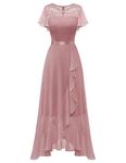 Berylove Evening Dress Long Elegant for Wedding Dress with Slit Cocktail Dress Women's Elegant with Sleeves Elastic Waist, Blush, Medium