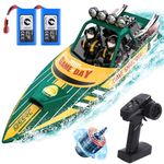 DEERC Brushless RC Boat - Fast Racing Jet, 25+MPH, 30+ Mins Remote Control With LED Light for Boys & Adults, Full Proportional Speed Pool Toy for Kids