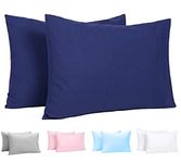 Toddler Pillowcase Kids Travel Pillowcase Pack of 2 Set, 100% Cotton Navy Blue Small Pillowcases 13x18 Inches with Envelope Closure,Soft & Breathable Baby Pillow Case Cover