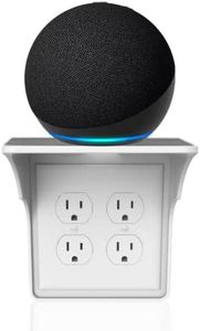 Storage Theory Power Perch Double Wall Outlet Shelf 1 Pcs White - Home Wall Shelf Organizer for Bathroom, Kitchen, Bedrooms - Cord Management and Easy Installation