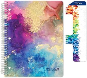 Global Datebooks Dated Middle School or High School Student Planner for Academic Year 2024-2025 Includes Ruler/Bookmark and Planning Stickers (Matrix Style - 8.5"x11" - Rainbow Gold Marble)