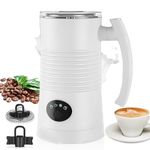 Milk Frother Electric, Automatic Frother and Milk Steamer, Hot & Cold Milk Warmer, 350ml, Temperature Control Auto Shut-Off, for Coffee, Latte, Cappuccino, Chocolate Milk (White)