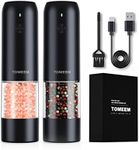 Upgraded Larger Capacity: Electric Salt and Pepper Grinder Set Rechargeable with LED lights - Stainless Steel Automatic Pepper and Salt Grinder Refillable with 6 Adjustable Coarseness