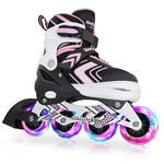 Nattork Adjustable Inline Skates for Kids with Full Light Up Wheels,Safe and Durable Inline Skates,Outdoor Blades Roller Skates for Boys and Girls,Beginners