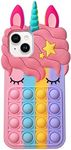 Asgens Pop Bubbles Case for iPhone 13, Cute Lovely Cartoon Unicorn Rainbow Pop Shockproof Silicone Soft Phone Case for Apple iPhone 13 6.1 inch