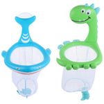 Alipis 2Pcs Bath Holder, Baby Bath Organizer Storage Net, Suction Cup Bath Tub Holder Cartoon Animal Hanging Mesh Bag Kids Shower for Bathroom (Shark+Dinosaur)