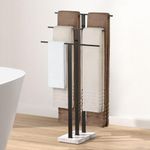 KES Towel Rack Stand 3-Tier, Freestanding Black Towel Rack with Marble Base for Bathroom Floor, 18/8 Stainless Steel, BTH217S3-BK