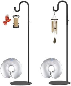 Vorriop Upgraded 2 set 75" Shepherds Hook Stand，Bird Feeders，Extra Large Wind Chime Stand, Indoor Shepherds Hook With Base, Adjustable-Height Standing Pole Holder For Outdoor （1 Placement Racks