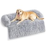 Feandrea FluffyHug Dog Sofa Bed, Dog Sofa Cover, Calming Dog Bed, XXL, for Large Dogs, 122 x 95 x 18 cm, Grey Ombré PGW224G01