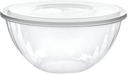 PLASTICPRO Disposable Round Crystal Clear Serving Bowls With Lids Party Snack or Salad Bowl, Plastic Clear Chip Bowls, Party Snack Bowls, Candy Dish, Salad (2, 150 OUNCE)