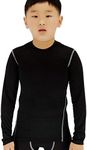 LANBAOSI Boys&Girls Long Sleeve Compression Soccer Practice T-Shirt Black