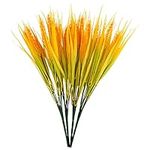 BELLE VOUS 4 Pack of Artificial Plastic Wheat Grass Plants - Realistic Fake Indoor/Outdoor Greenery Shrubs for Home, Office, Garden & Kitchen - Hanging Bushes for Wedding, Table Decor and Veranda