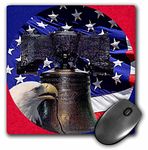 3dRose mp_21651_1 8 x 8-Inch Bald Eagle Liberty Bell and Flag Mouse Pad