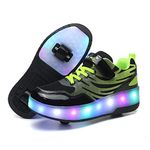 Skybird-UK 7 Colors Changing LED Roller Skate Shoes with Double Wheels Inline Automatic Retractable Technical Skateboarding Shoe Sport Outdoor Cross Trainers Vibration Flashing Gymnastics Sneakers