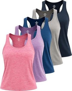 5 Pack: Womens Plus Size Quick Dry Fit Ladies Tops Blouse Tee Athletic Yoga Workout Running Gym Active Tees Exercise Women Racerback Sleeveless Flowy Fitness Loose Fit Tank Top Just My- Set 7, 1X