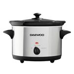 Daewoo SDA1364 Stainless Steel Slow Cooker | 3.5L Capacity Stoneware Pot | Easy to Clean | Dishwasher Safe Pot & Lid | 3 Different Heat Settings | Usage-160W Power, Steel, Silver