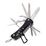 WESTONWINGS Multi Functional Portable Pocket Utility 15 in 1 All in One Tools Wire Cutter Pliers Bottle Opener Screwdriver Set for Indoor Outdoor-Silver and Black