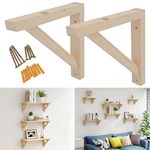 OVOV 2 Pack Wall Mount Wood Shelf Bracket Triangle Wooden Shelf Brackets for Plank Sconce Plug in Pendant Lamp Decorative DIY Wood Bracket Include Mounting Screws Wood 10 Inch