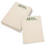 321Done Greenery Note Cards, Made in the USA - 4x6 Thick, Blank, Heavy Cardstock, Cute, Pretty, Simple Green Leaves on Kraft, No Envelopes - Set of 50